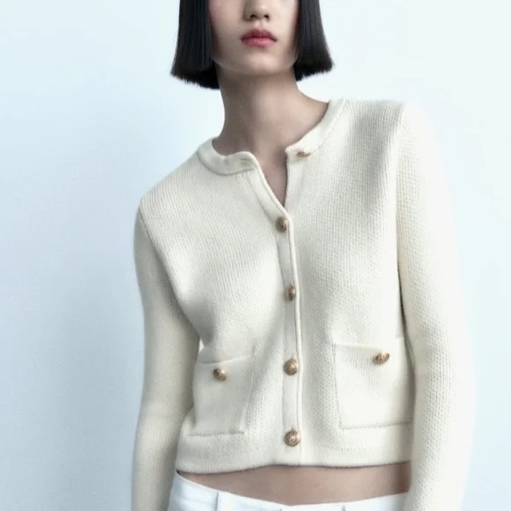 Zara pCream Cardigan with Gold Buttons